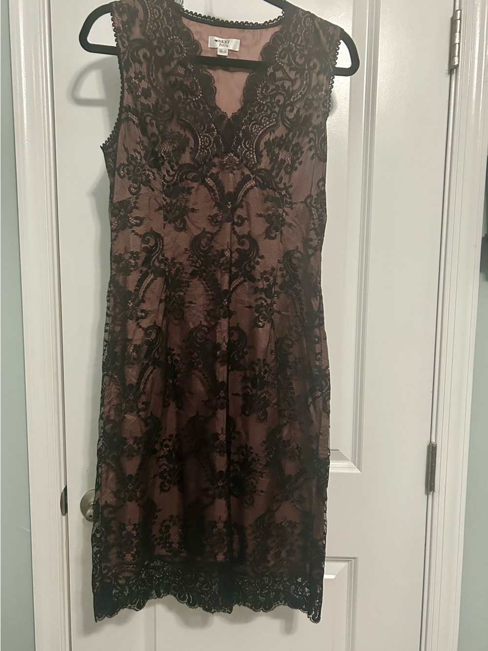 Black Lace Overlay Dress with Dusty Rose Lining